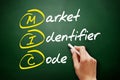 MIC - Market Identifier Code acronym, business concept on blackboard