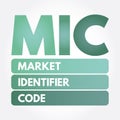 MIC - Market Identifier Code acronym