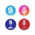 Mic microphone vector illustration. Design element for podcast or karaoke logo, label, emblem, sign