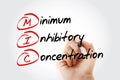 MIC - Minimum Inhibitory Concentration acronym with marker, concept background