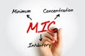 MIC Minimum Inhibitory Concentration - lowest concentration of a chemical, usually a drug, which prevents visible growth of a