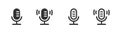 Mic podcast icon simple pictogram vector line outline art, radio studio microphone shape silhouette plain graphic clipart