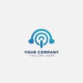Mic podcast talk voice logo headphones chat vector