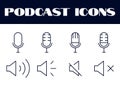 Mic and Speaker icons .podcast icons set vector. podcast music vector audio music icons Royalty Free Stock Photo
