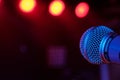 Mic on stage at music venue Royalty Free Stock Photo