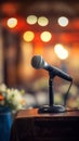 Mic on stage podium facilitates effective public speaking in conferences. Royalty Free Stock Photo