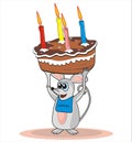 Mice and cake, funny vector illustration, celebration card, Royalty Free Stock Photo