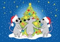 Mice celebrate Christmas, vector