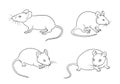 Mice in contours - vector illustration