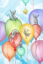 Mice flying on balloons