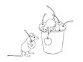 Mice Gathering Cherries Coloring Page, Hand Drawn