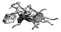 Mice Running, vintage illustration