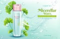 Micellar water with ginkgo extract vector banner Royalty Free Stock Photo