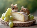 Mices are munching on a block piece of cheese Royalty Free Stock Photo