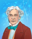 Michael Faraday cartoon style portrait