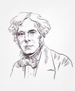 Michael Faraday vector sketch style portrait