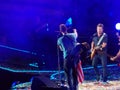 Michael J. Fox Joins the Band Coldplay During Concert Royalty Free Stock Photo