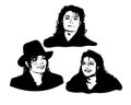 michael jackson sketch, vector illustration. black and white.