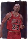 Michael Jordan watercolor and ink illustration portrait