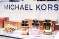 Michael Kors perfume on the shop display for sale, fragrance created by Michael Kors Royalty Free Stock Photo