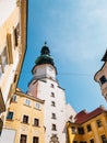 Michael Tower gate and old town medieval buildings in Bratislava, Slovakia Royalty Free Stock Photo