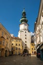 Michaels Gate in old town of Bratislava, Slovakia. Royalty Free Stock Photo