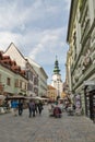 Michalska street in Bratislava, Slovakia.