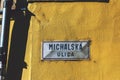 Michalska ulica, main street sign in Bratislava old town, on the