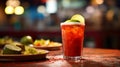 Michelada Cocktail with Ingredients on Table