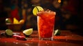 Michelada Cocktail with Ingredients on Table