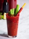 Michelada, Mexican drink with chamoy, tamarind, chili, celery, sauces, refreshing with beer