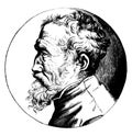 Michelangelo Profile Portrait, vintage illustration