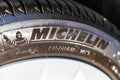 Michelin logo on a tire