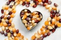 Multi Colored Popcorn Seeds in a Heart Shape