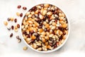 Multi Colored Popcorn Kernels in a Bowl Royalty Free Stock Photo