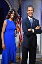 Michelle Obama and Barack Obama statues at Madame Tussauds in Times Square in Manhattan, New York City