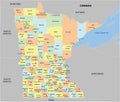 Minnesota County Map with 87 counties Royalty Free Stock Photo