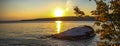 Michigan Shipwreck Sunrise Panorama On Great Lakes Royalty Free Stock Photo