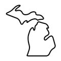 Michigan black outline map. State of USA Royalty Free Stock Photo