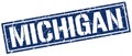 Michigan blue square stamp Royalty Free Stock Photo