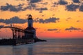 Michigan City East Pierhead Lighthouse After Sunset Royalty Free Stock Photo