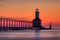 Michigan City East Pierhead Lighthouse After Sunset Royalty Free Stock Photo