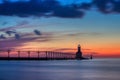 Michigan City East Pierhead Lighthouse After Sunset Royalty Free Stock Photo