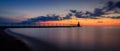 Michigan City East Pierhead Lighthouse After Sunset Panorama Royalty Free Stock Photo