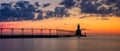 Michigan City East Pierhead Lighthouse After Sunset Panorama Royalty Free Stock Photo