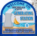 Michigan City generating station welcome sign