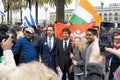 Michigan Congressman Shri Thanedar posing with participants at a March Against Anti-Semitism in San Francisco