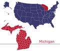Michigan counties vector map Royalty Free Stock Photo