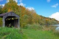 Michigan covered bridge by river