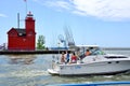 Michigan Holland State Park, Red Lighthouse Royalty Free Stock Photo